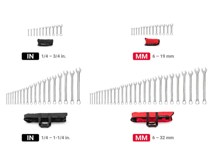 Tekton Stubby/Standard Combination Wrench Set (1/41-1/4 Inch, 6-32 mm), large image number 1