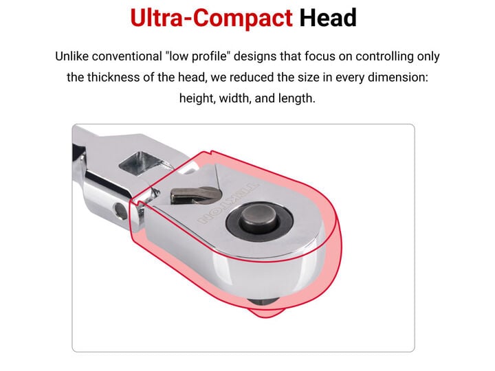 Tekton 1/4, 3/8, 1/2 Inch Drive Flex Head QR Stubby Ratchet Set, 3 Pieces, large image number 3