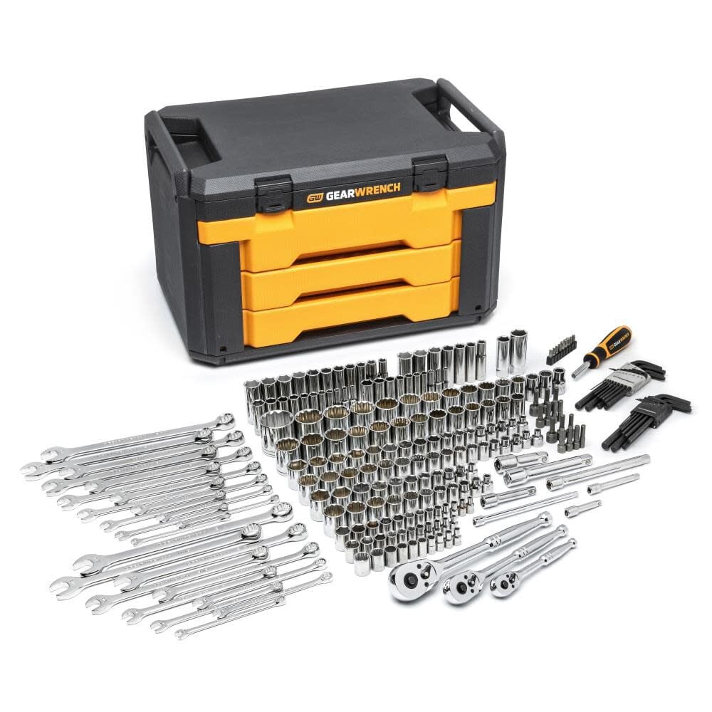 GEARWRENCH 239 Piece Mechanics Tool Set in 3 Drawer Storage Box – 80942