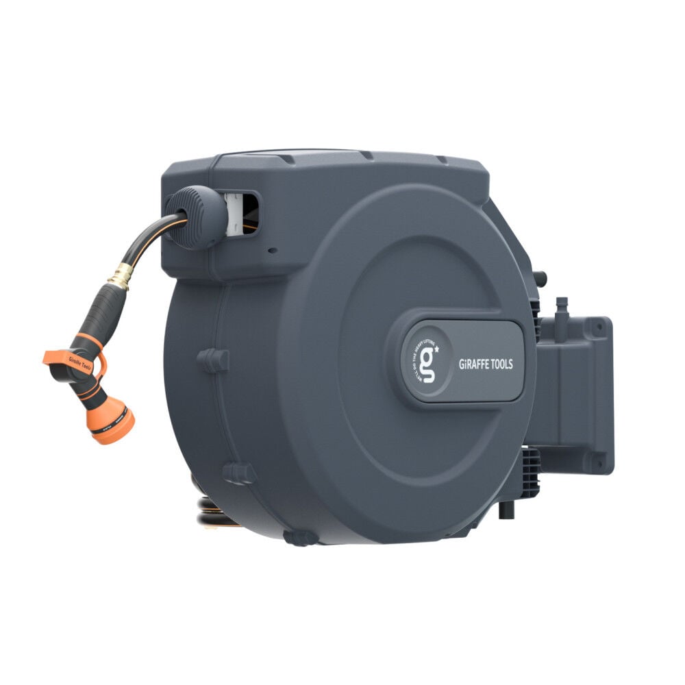 Giraffe Tools 1/2 Inch x 155 Foot Dark Grey Garden Hose Reel with PP Bracket, large image number 1
