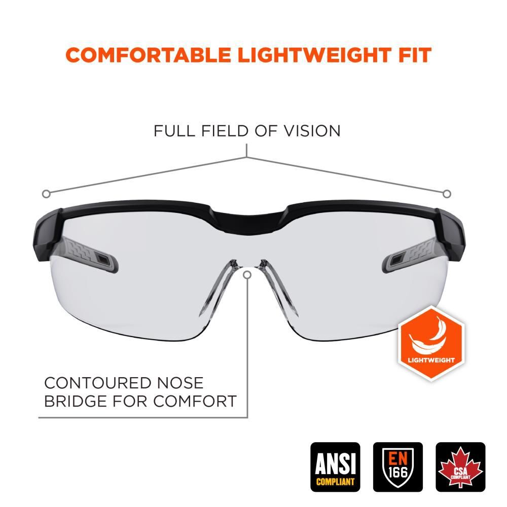 Ergodyne Dellenger Clear Lens Matte Black Safety Glasses, large image number 2