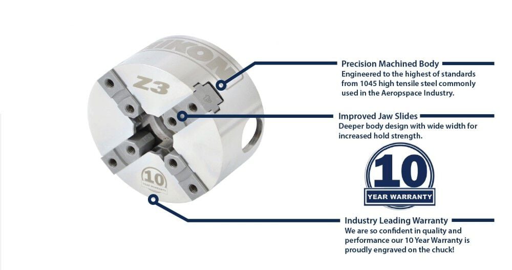 RIKON Z3 Lathe Chuck & Jaw - Direct Thread, large image number 2