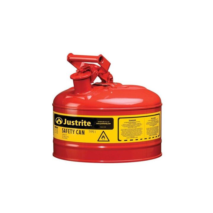 Justrite 2.5 Gal Steel Safety Red Gas Can Type I with Flame Arrester, large image number 1