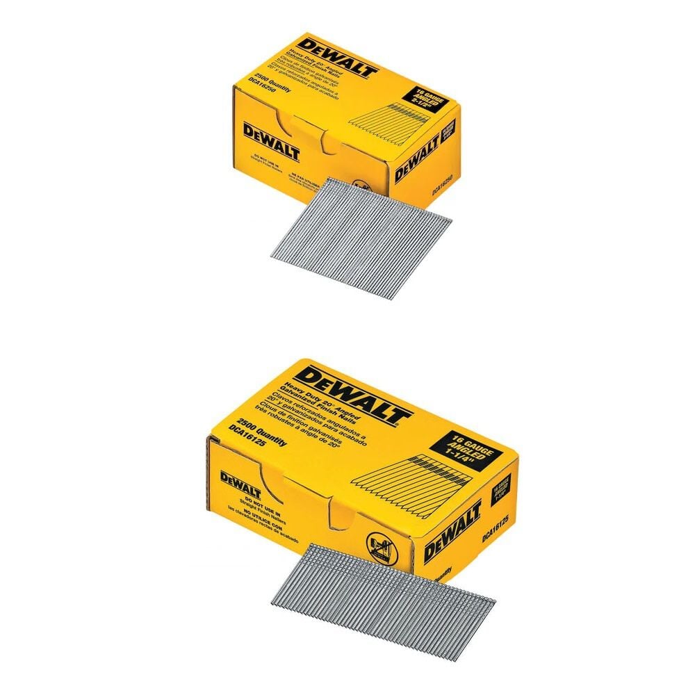 DEWALT 16-Gauge 1-1/4 Inch & 2-1/2 Inch Angled Finish Nails Bundle – DEW000011355