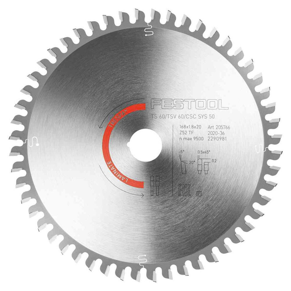 Festool HW 168 mm 52T Saw Blade For Laminate/HPL, large image number 1
