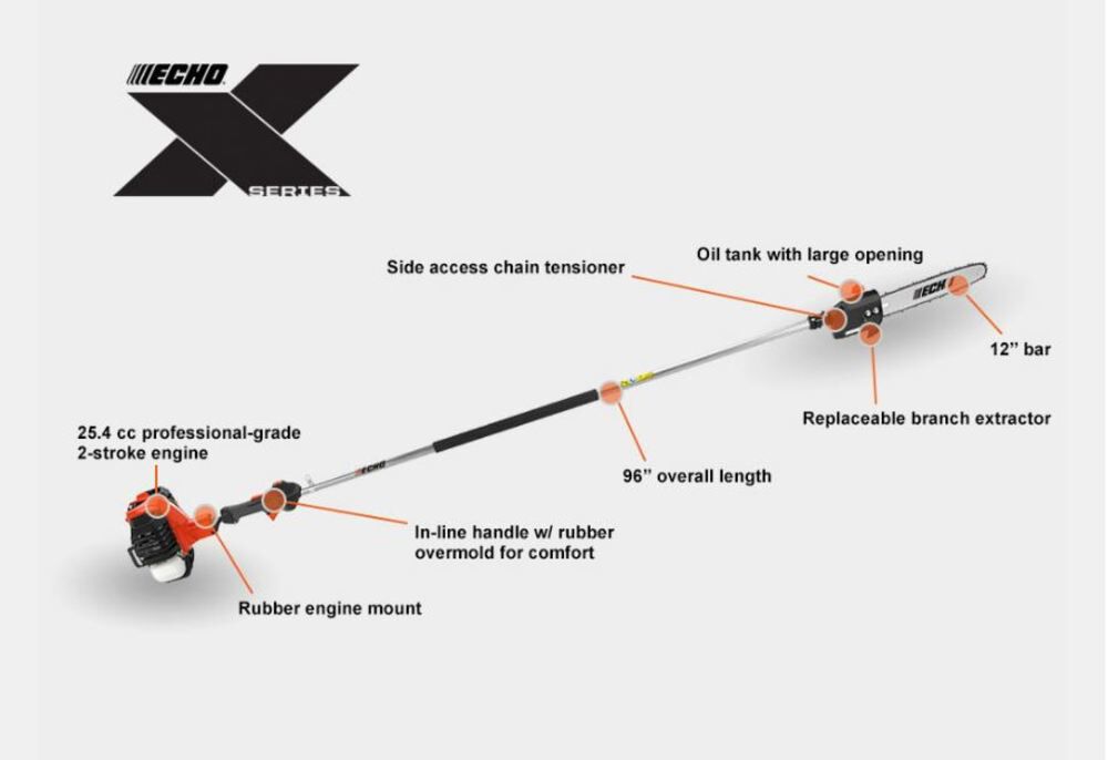 Echo Pole Saw 96in 25.4cc 2 Stroke Gas 12in Bar & Chain PPF2620 Acme