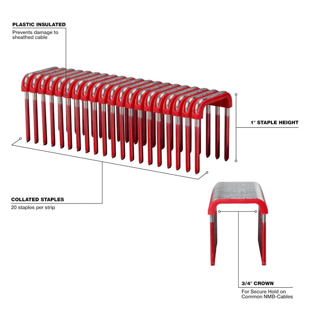 Milwaukee M12 Cable Stapler Bare Tool With 1inch Staples 600qty Bundle 2448 20 Mnm1 600 Simolary simolary.com 12