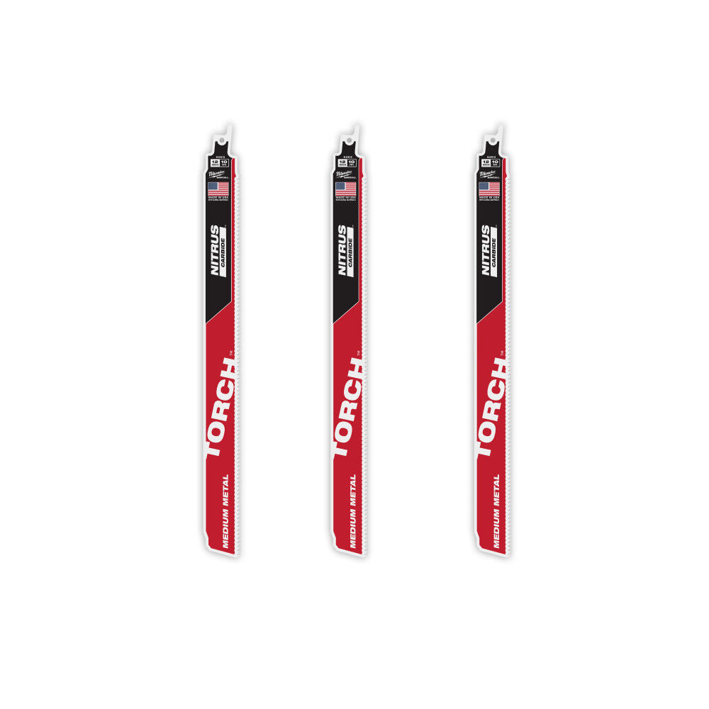 Milwaukee 12 Inch 10TPI TORCH Nitrus Carbide Reciprocating Saw Blade 3pk, large image number 1