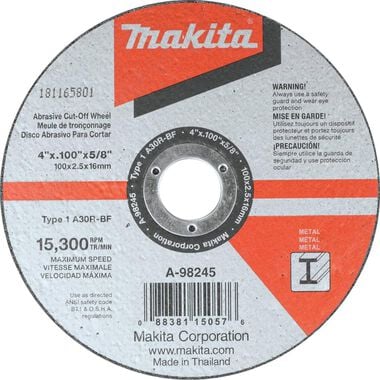 Makita 4 In. x 3/32 In. x 5/8 In. Cut-Off Wheel Metal, large image number 0