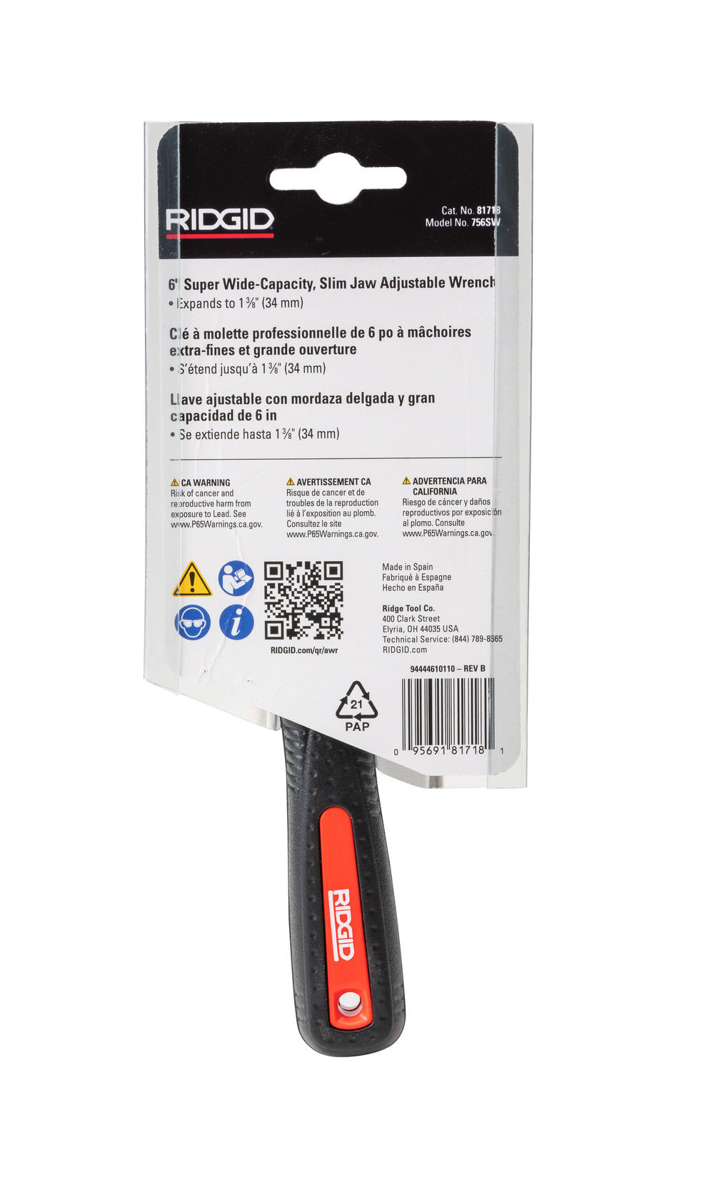 Ridgid 6 Inch Super Wide Capacity Slim Jaw Adjustable Wrench, large image number 3