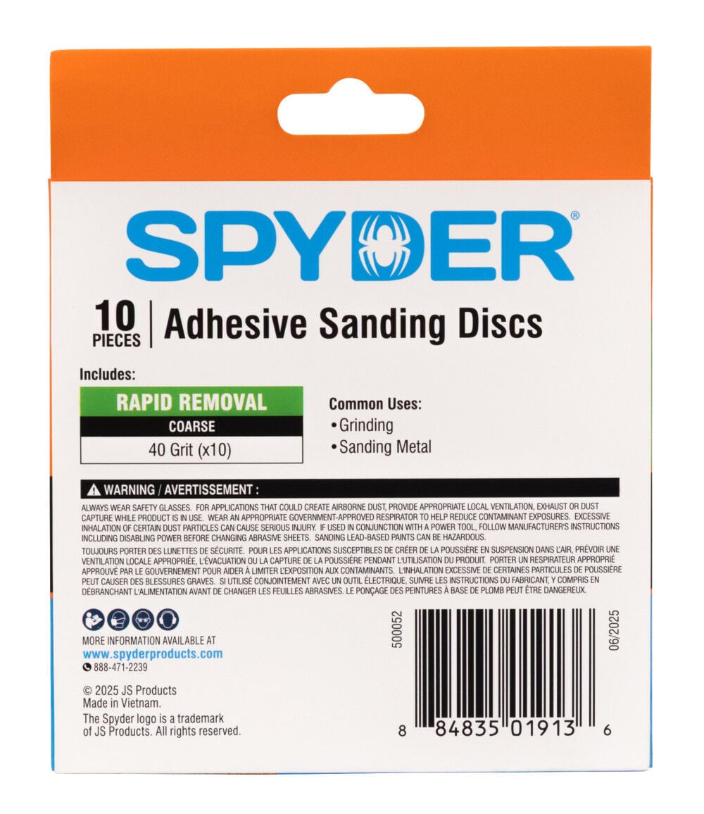 Spyder 40 Grit Ceramic Sanding Discs, 5 Inch Self Stick Adhesive PSA 10 Pieces, large image number 6