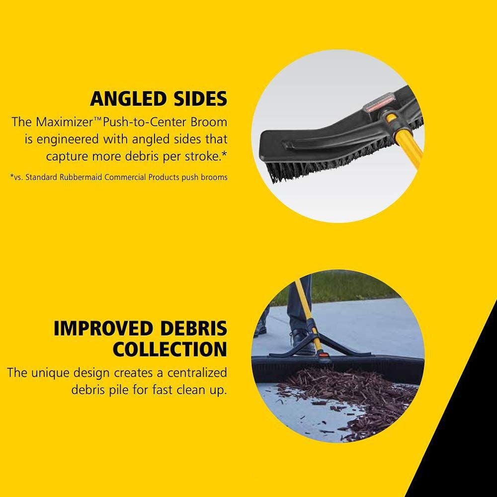 Rubbermaid 36in Black Polypropylene Medium Push Broom with Steel Handle, large image number 4