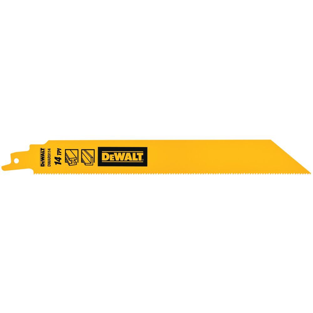 DEWALT 9 Inch 14 TPI Bi-Metal Reciprocating Saw Blade, 5 Pieces, large image number 1