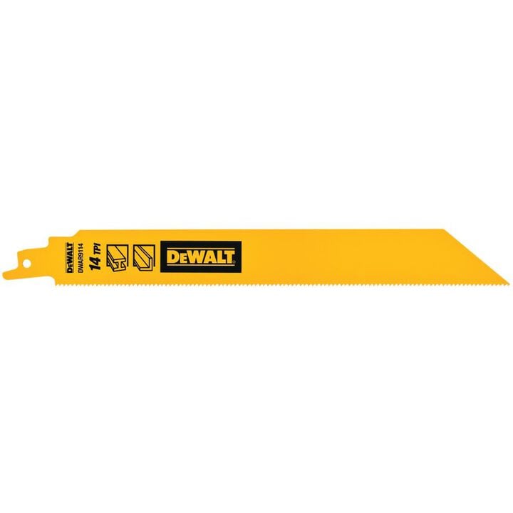 DEWALT 9 Inch 14 TPI Bi-Metal Reciprocating Saw Blade, 5 Pieces, large image number 0