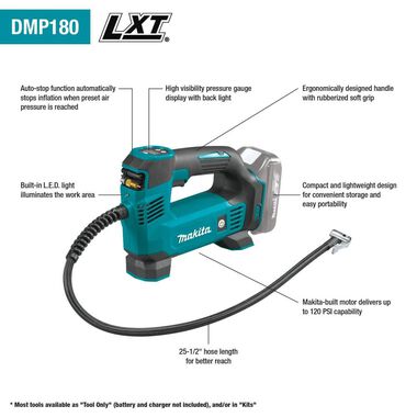 Makita 18V LXT Lithium-Ion Cordless Inflator (Bare Tool), large image number 3