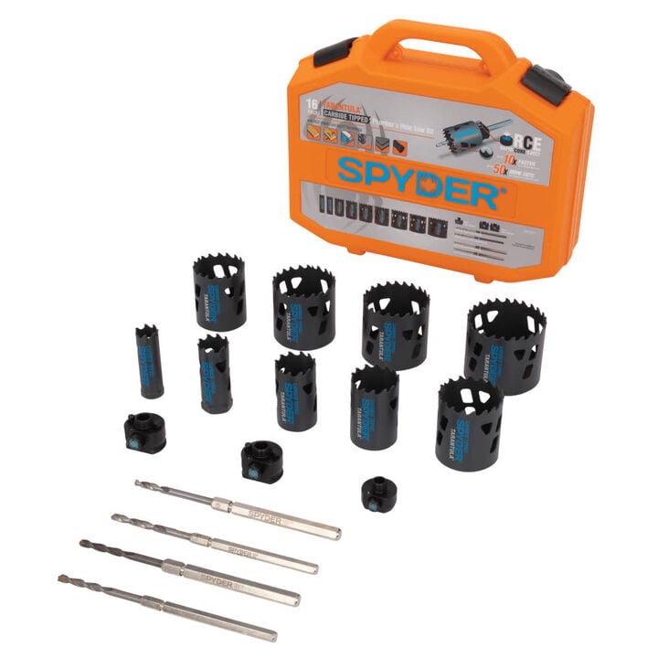 Spyder Tarantula Carbide-Tipped Plumber Hole Saw Set 16 Pieces