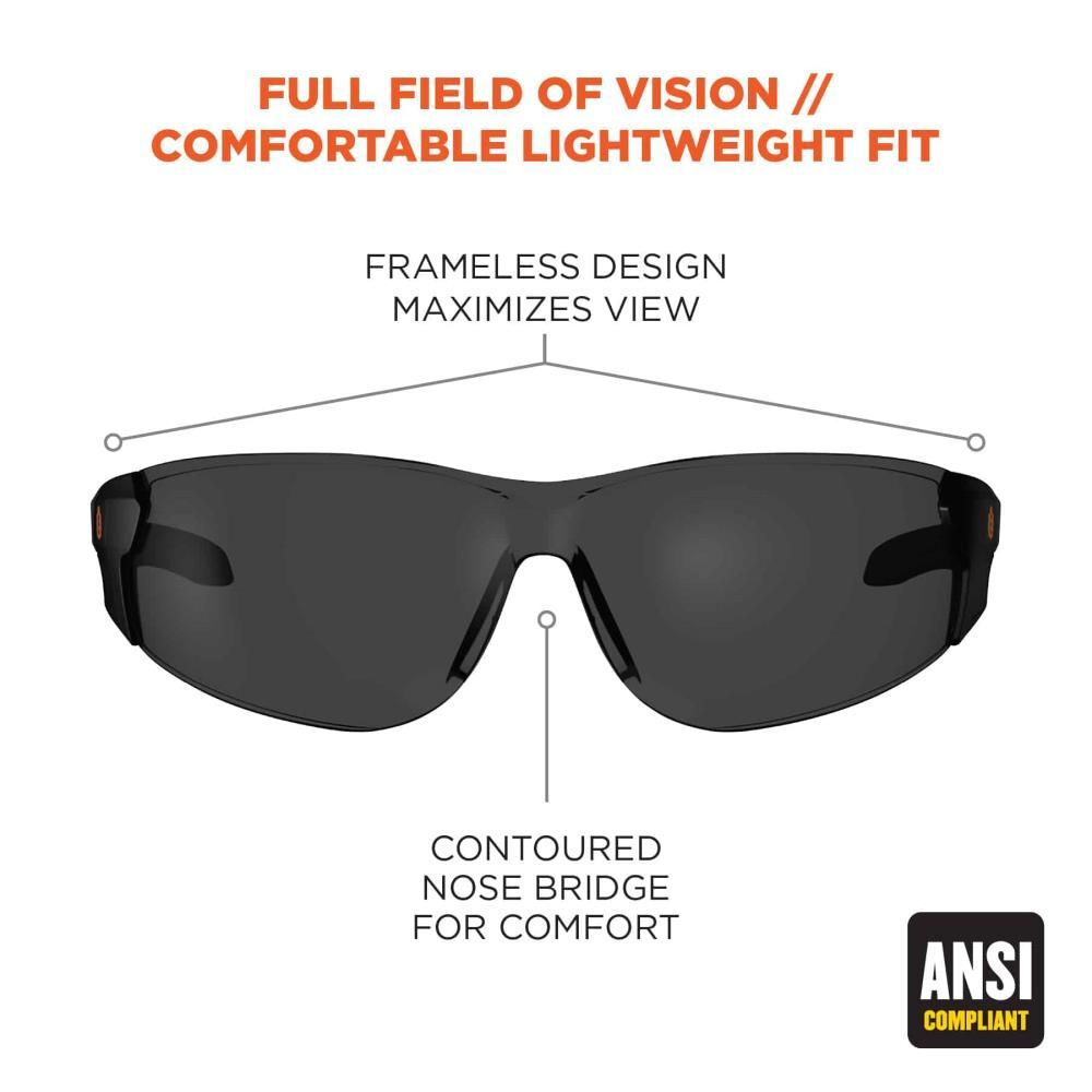 Ergodyne Safety Glasses Anti Fog Clear Lens Frameless, large image number 2