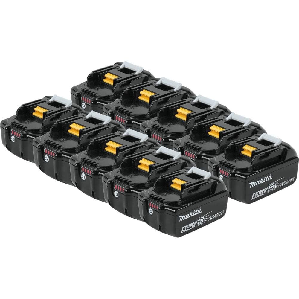 Makita 18V LXT 18V 5Ah Lithium Ion Power Tool Battery Pack with Fuel Indicator (10 Pack) - BL1850B-10