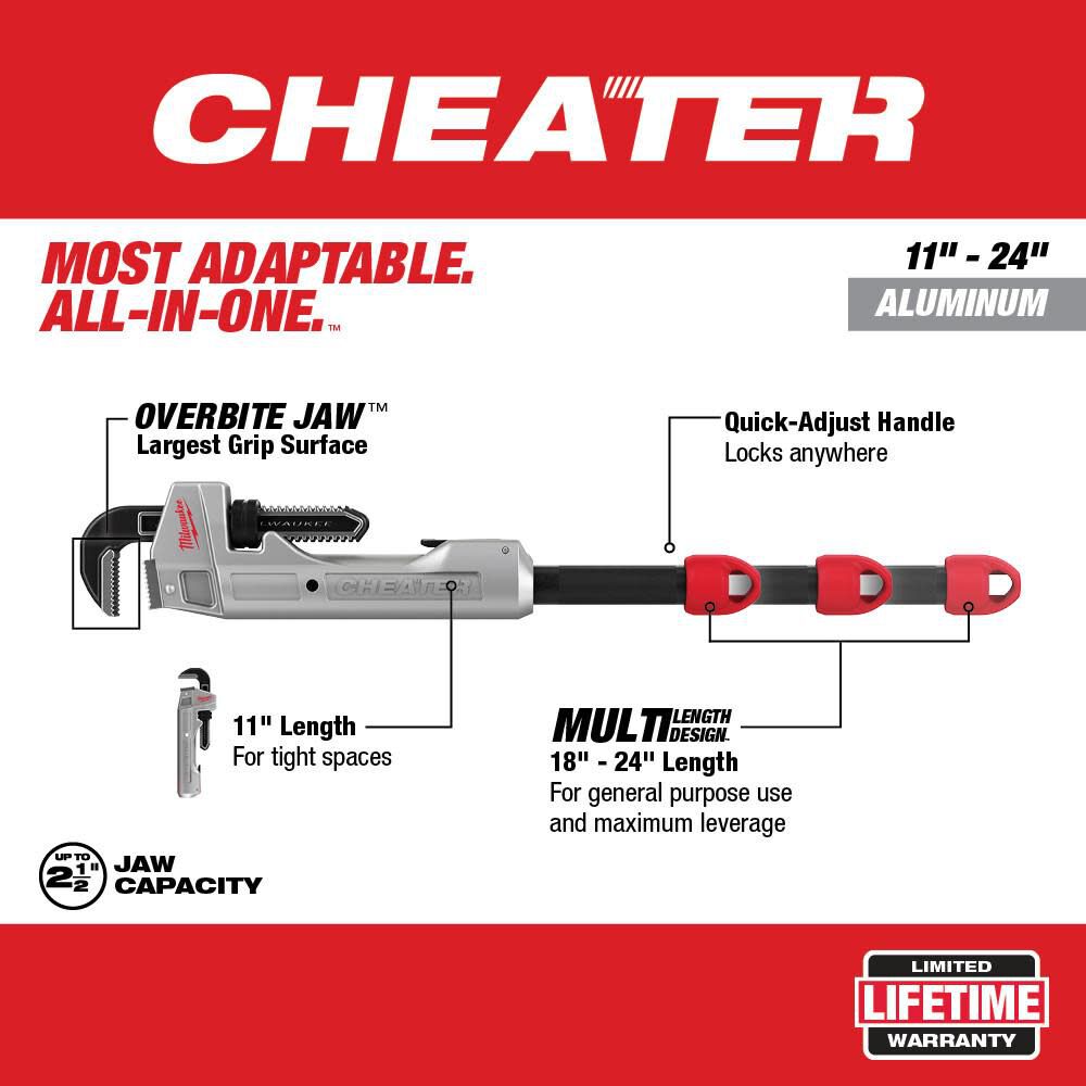 Milwaukee CHEATER Adaptable Pipe Wrench Aluminum, large image number 3