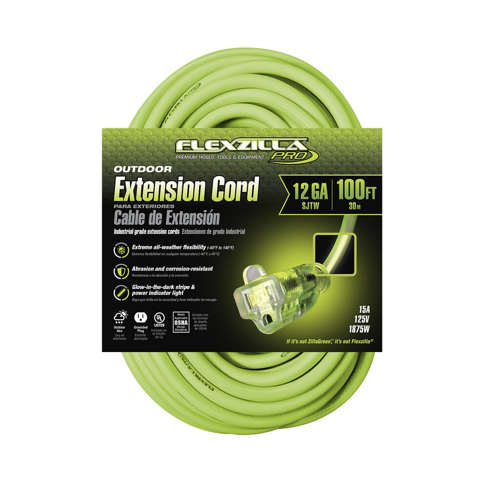 Flexzilla 100 ft. Pro Extension Cord 12/3 AWG FZ512835 from Flexzilla