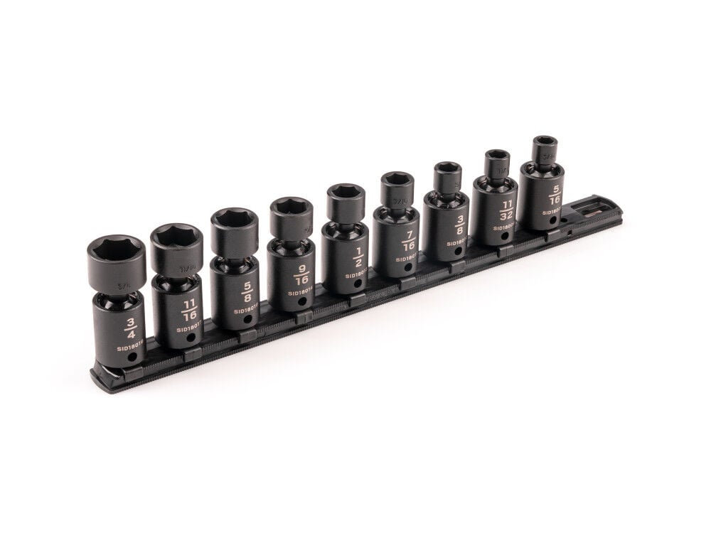 Tekton 3/8 Inch dr Universal Joint Impact Socket Set, 9 Pieces 5/16-3/4 Inch - SID97100
