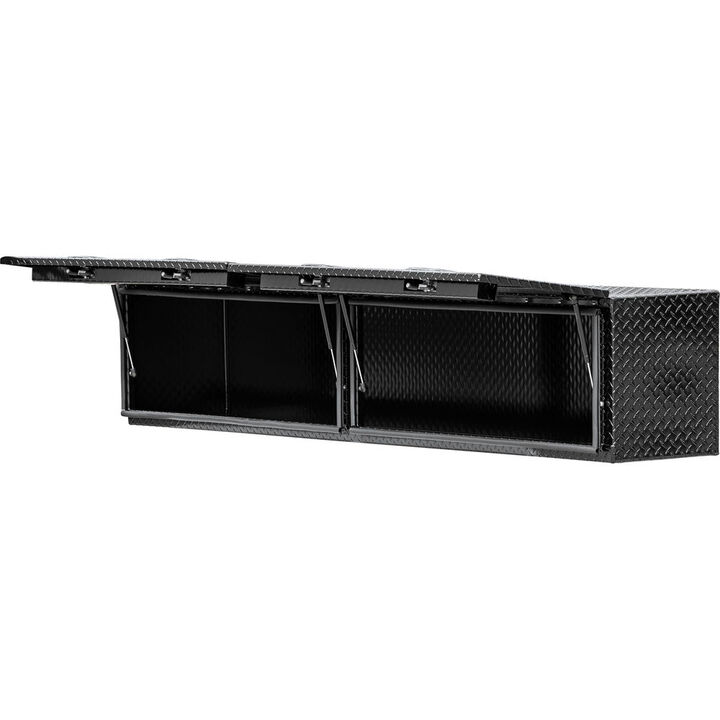 Buyers Products Company 16x13x96 Inch Gloss Black Diamond Tread Aluminum Topsider Truck Box with Flip-Up Doors, large image number 3
