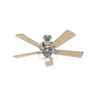 Hunter Fan Crestfield Ceiling Fan 52in Nickel Bleached Grey Pine