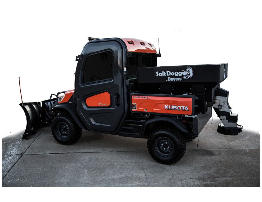 Buyers Products Company SaltDogg 0.75 Cubic Yard Electric Black Poly Hopper Spreader, large image number 4
