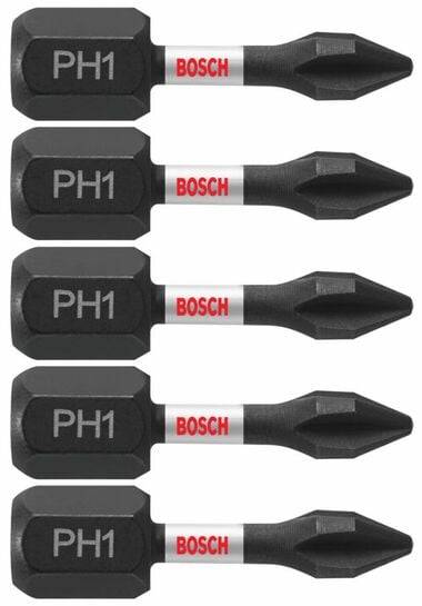 Bosch 5 pc. Impact Tough 1 In. Phillips #1 Insert Bits, large image number 0