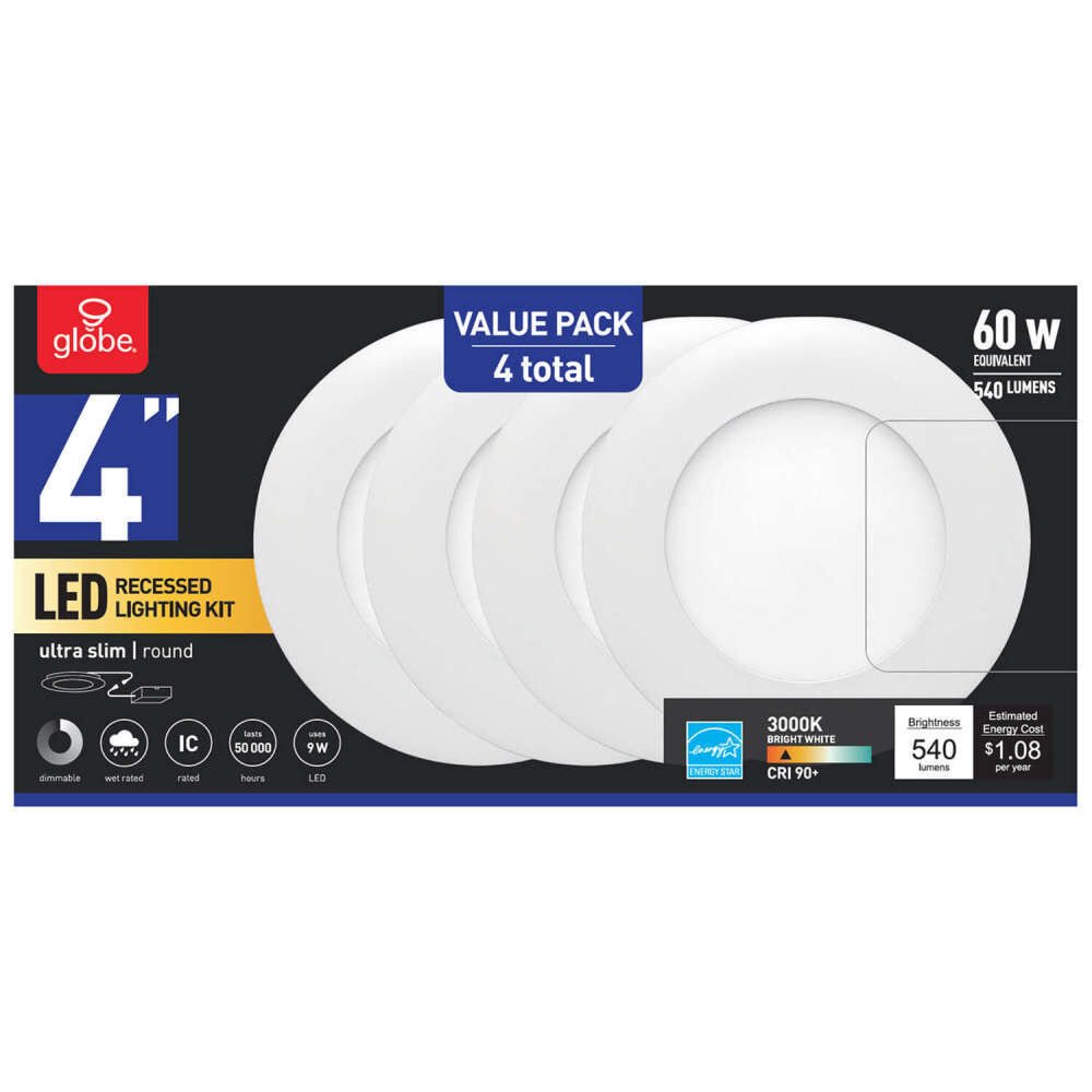 Globe Electric Ultra Slim Value Pack Recessed Lighting Kit 9W LED, large image number 2