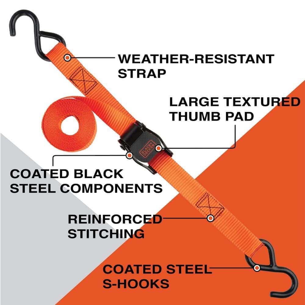 Black and Decker 1 Inch x 10 Ft Cam Buckle Tie Downs 4 Pieces, large image number 2