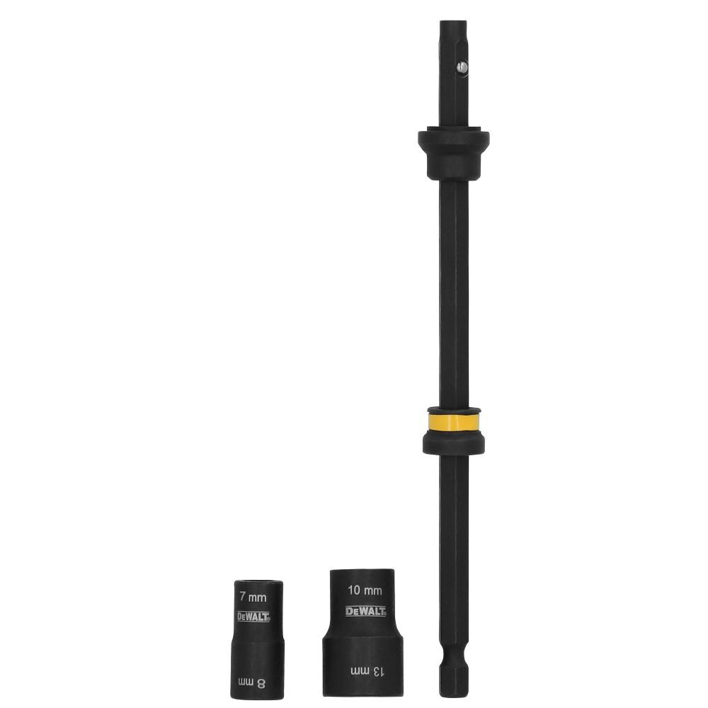DEWALT 7mm & 8mm Socket, 10mm & 13mm Socket with 6 in Extension, large image number 2