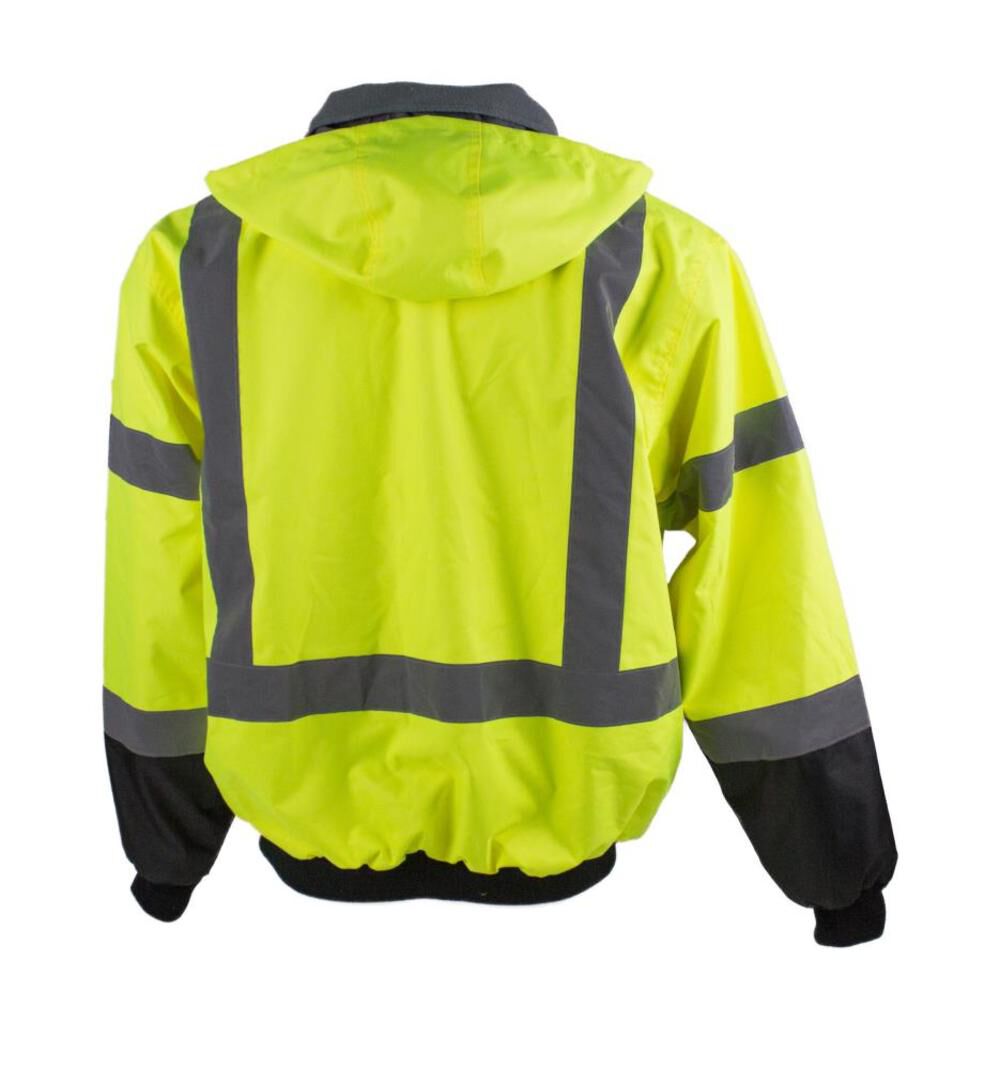 Pioneer Waterproof Safety Bomber Jacket with Detachable Hood, Reflective Tape, Yellow, 2XL, large image number 3
