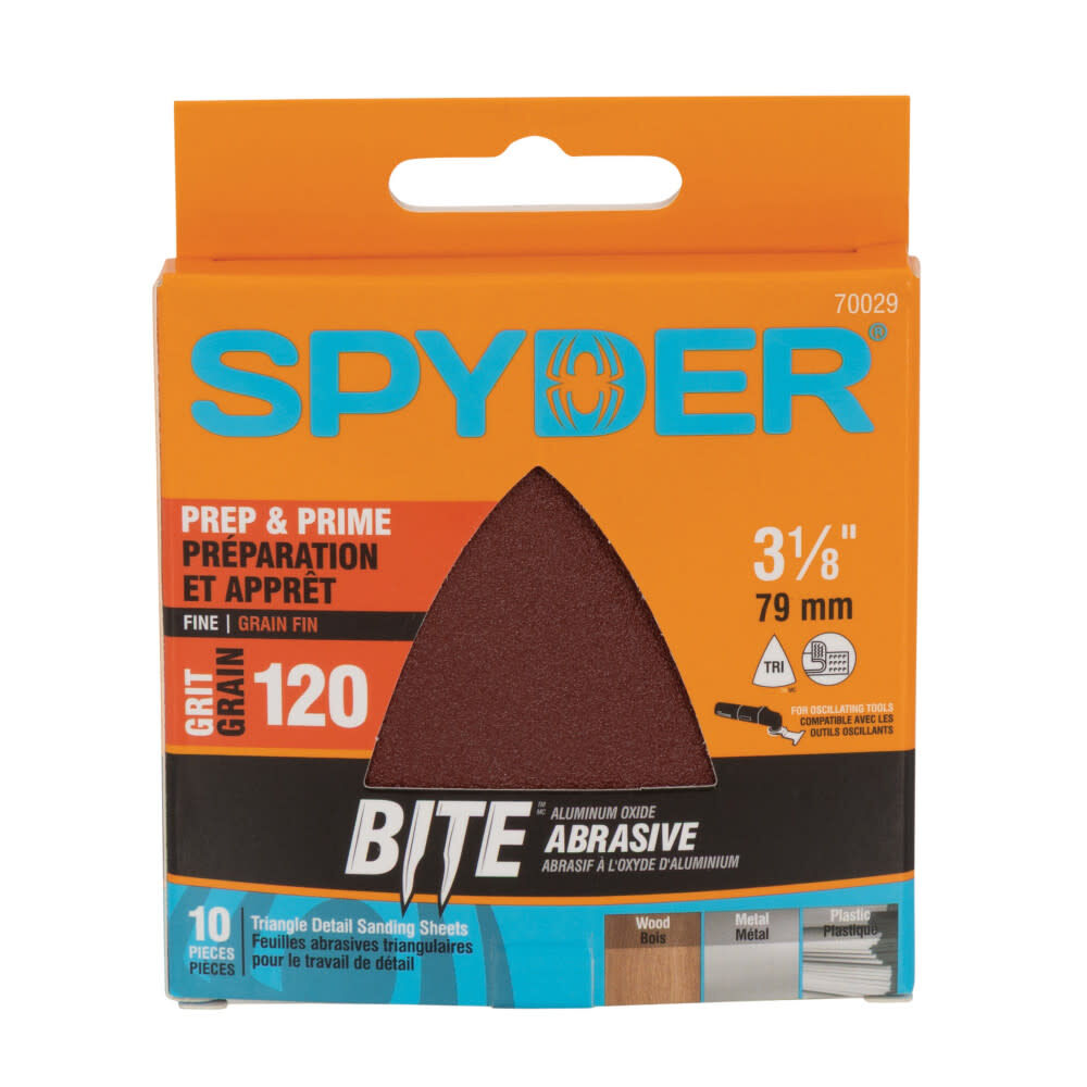 Spyder Detail Sander, 120 Grit Alum Oxide, Hook & Loop, 3-1/8 Inch Mouse, 10 Pieces, large image number 1