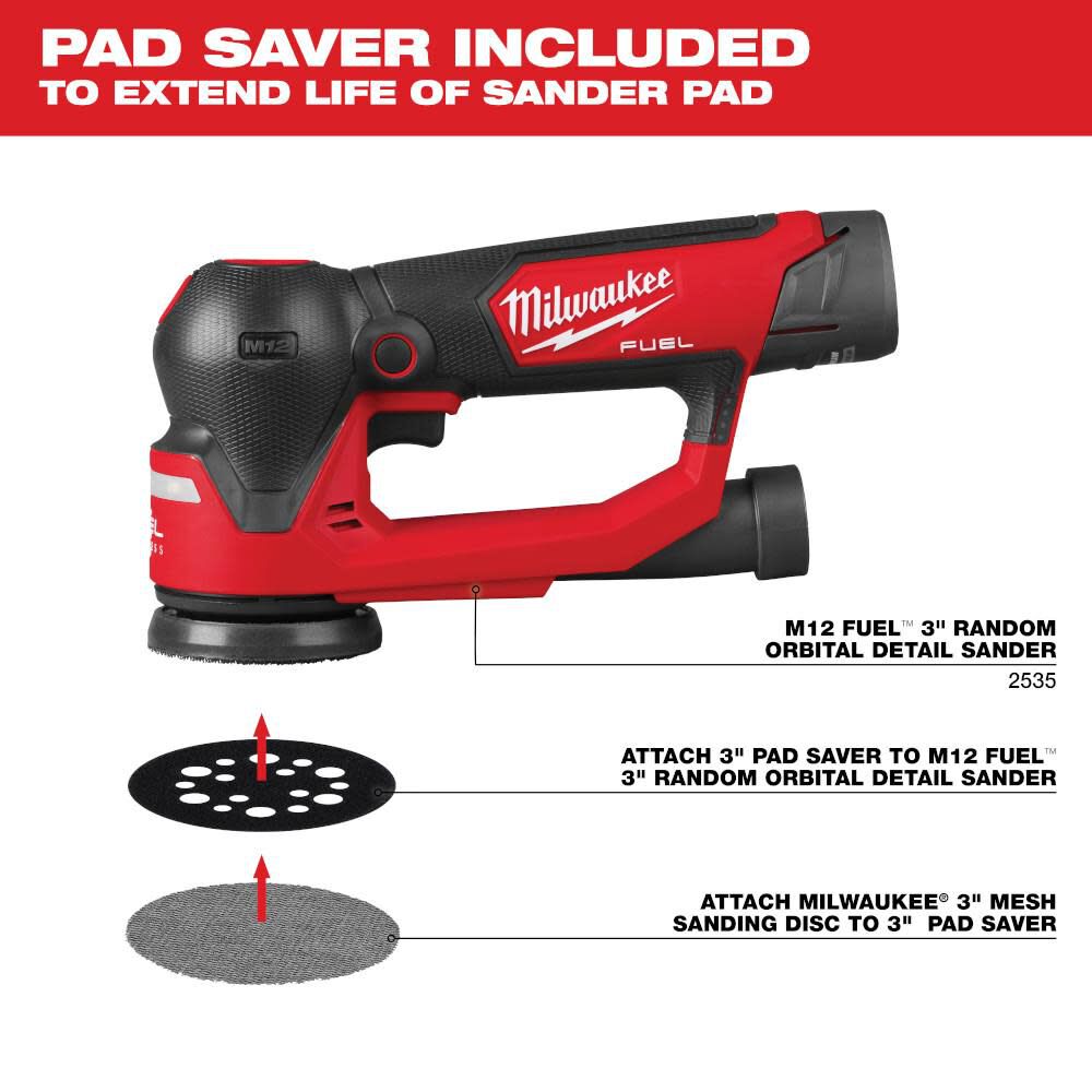 Milwaukee 3 Inch 80 Grit Mesh Sanding Discs with POWERGRID Tear Resistant Mesh  12 Pack + Pad Saver, large image number 7