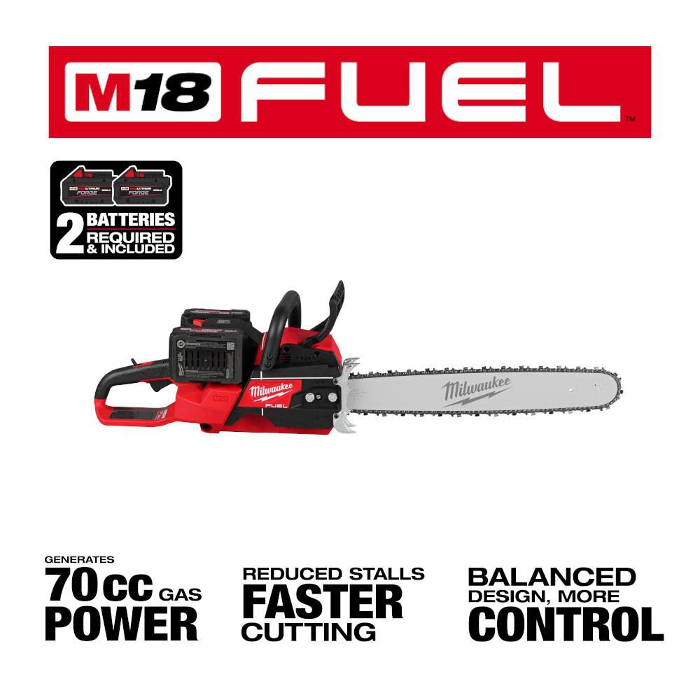 Milwaukee M18 FUEL 20 Inch Dual Battery Chainsaw Kit 2827 22 Acme Tools
