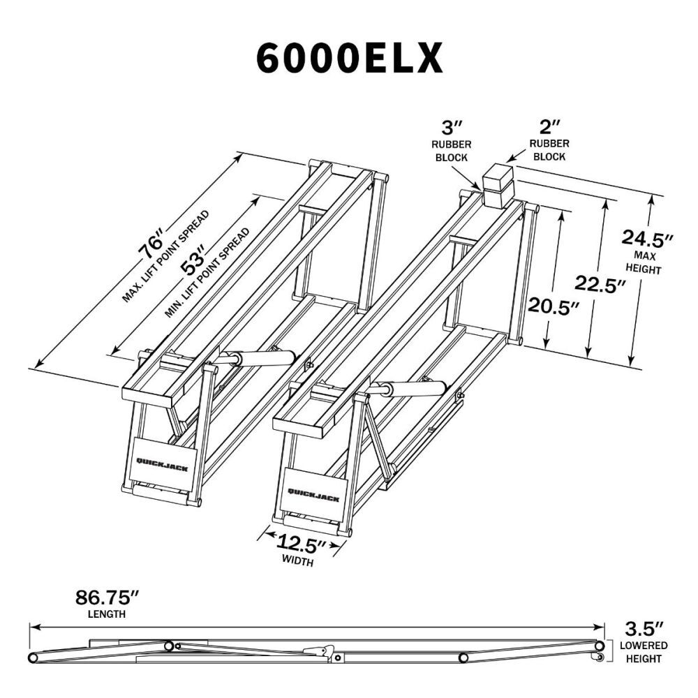 QuickJack 6000ELX 24.5 Inch 6000 Lbs 110V Corded Super-Long Car Lift, large image number 8