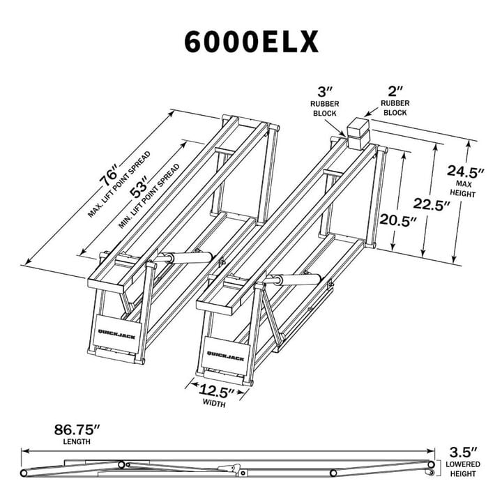 QuickJack 6000ELX 24.5 Inch 6000 Lbs 110V Corded Super-Long Car Lift, large image number 7