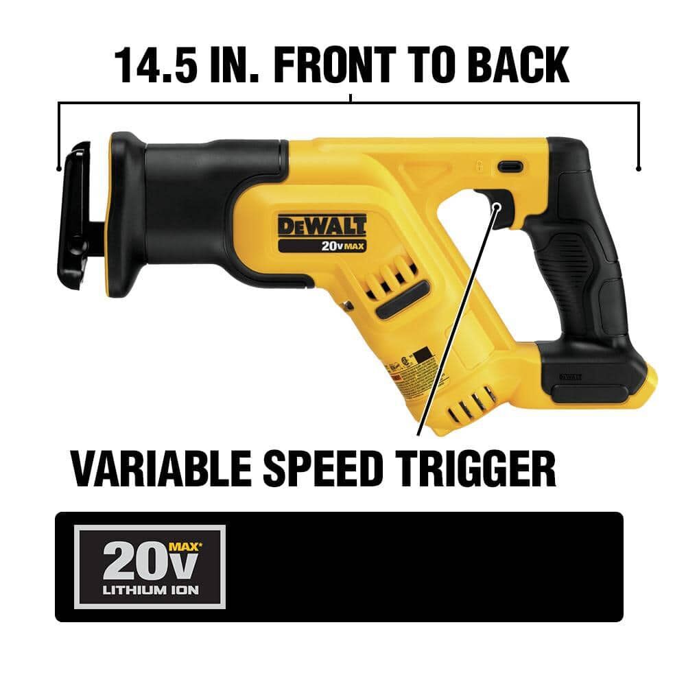 DEWALT 20V MAX Compact Reciprocating Saw 5 Ah Kit, large image number 6