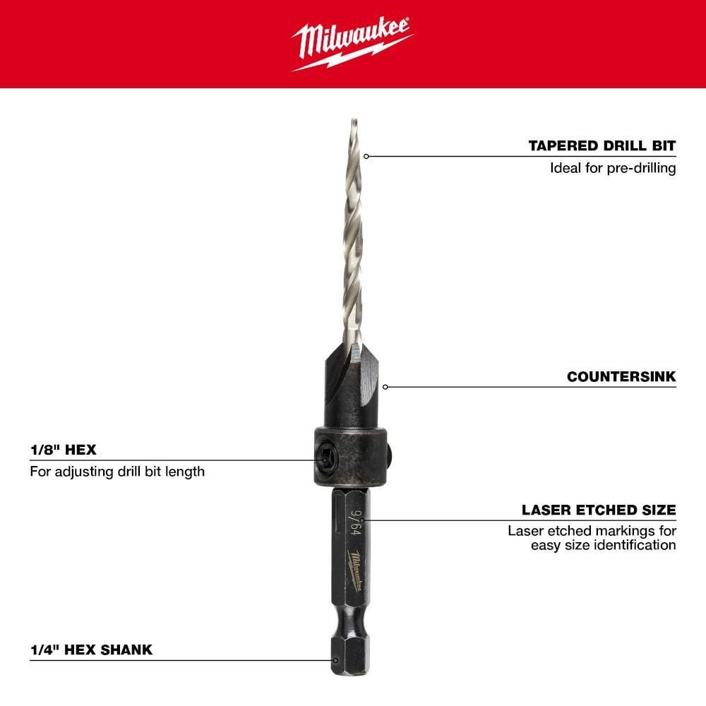 Milwaukee #6/#8/#10 3Pc Countersink Set, large image number 5