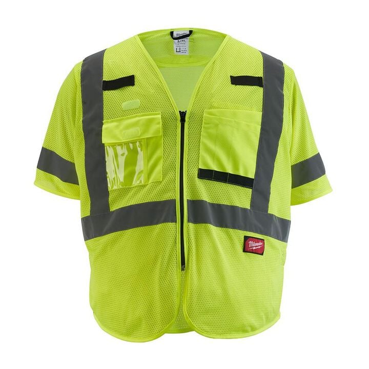 Milwaukee High Vis Safety Vest Class 3 Mesh High Vis Yellow