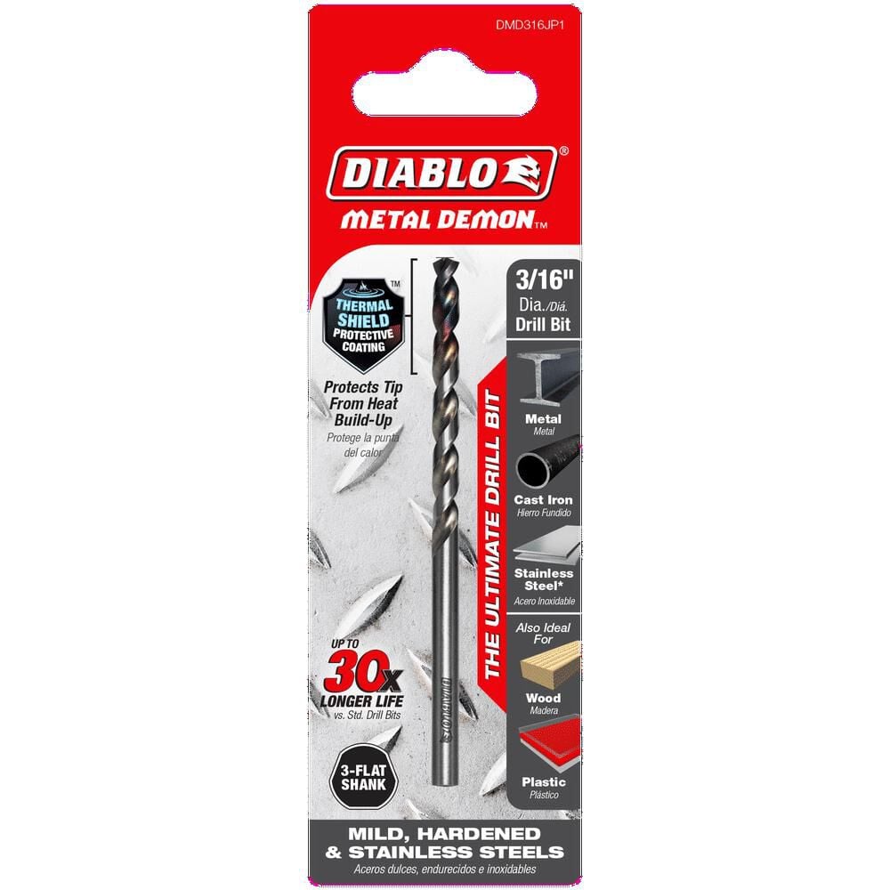 Diablo Tools 3/16 Inch Metal Demon Drill Bit for Mild, Hardened and Stainless, large image number 5