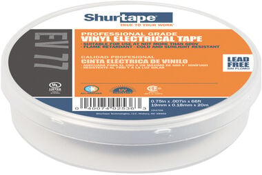 Shurtape EV 77 Electrical Tape Black 3/4in x 66', large image number 0