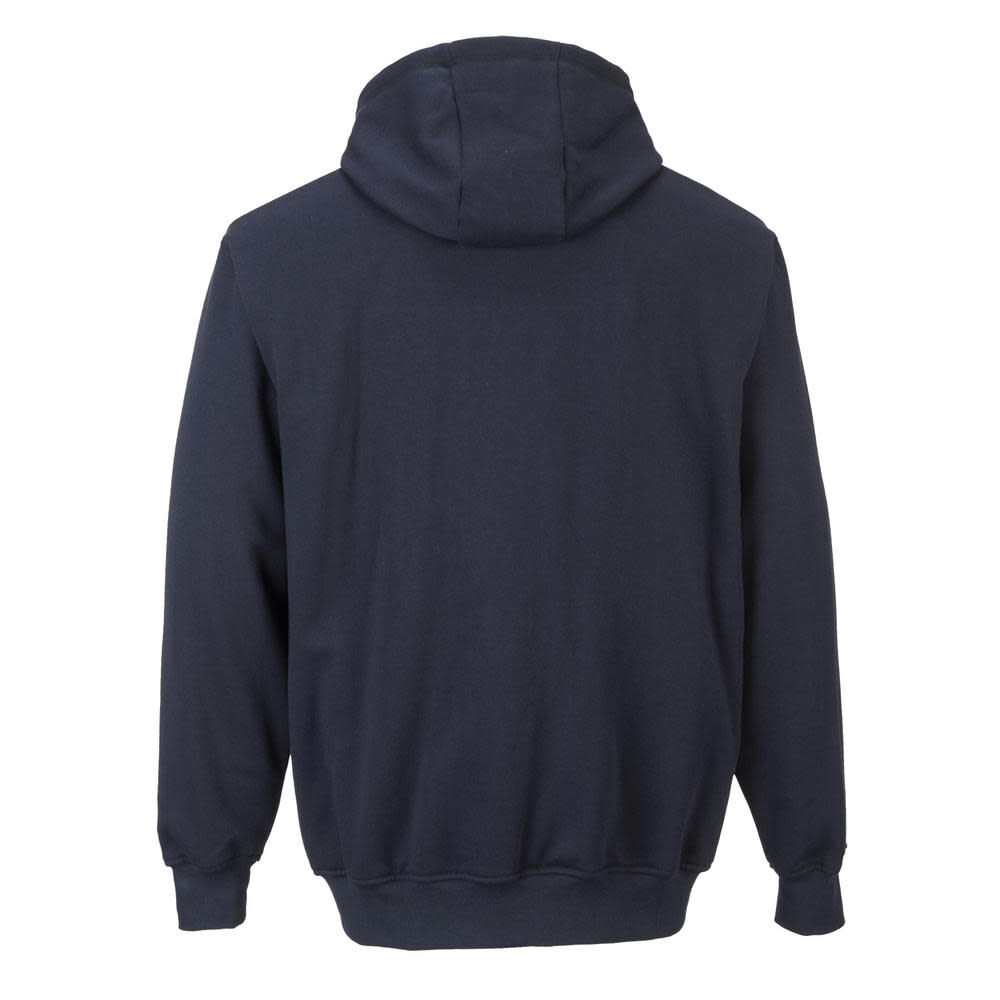 Portwest Navy Fire Resistant Zipper Front Hooded Sweatshirt - Medium, large image number 2
