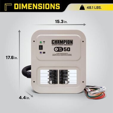 Champion Power Equipment Champion Power Equipment 50-Amp Indoor-Rated Manual Transfer Switch with 30-Foot Generator Power Cord and Weather-Resistant Power Inlet Box, large image number 3