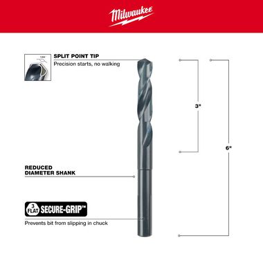 Milwaukee 17/32 in. S&D Black Oxide Drill Bit, large image number 2