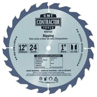 CMT 12in 24 Tooth Ripping Saw Blade