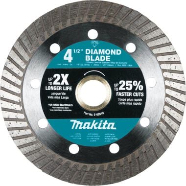 Makita 4-1/2 in Diamond Blade, Turbo, Hard Material