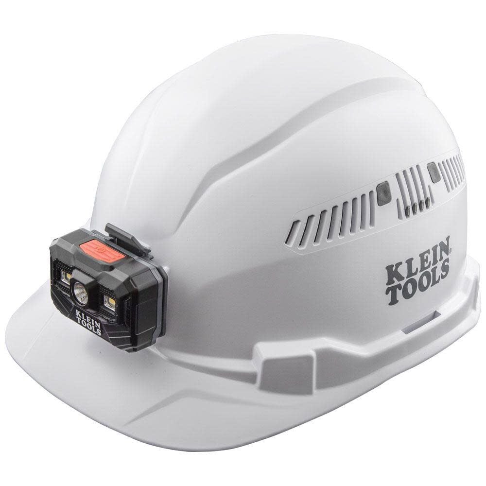 Klein Tools Hard Hat Vented Cap Style with Rechargeable Headlamp White – 60113RL