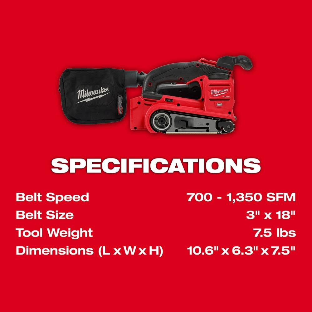 Milwaukee Promotional M18 FUEL 3inchx18inch Belt Sander (Bare Tool), large image number 4